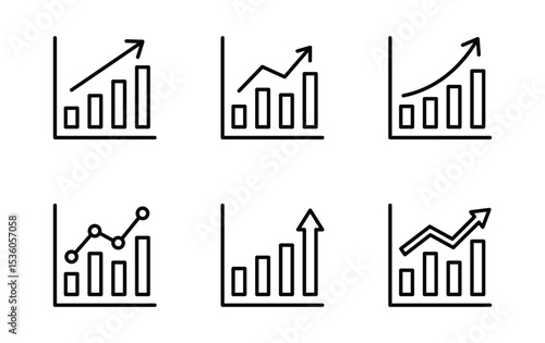 growing graph icon set vector