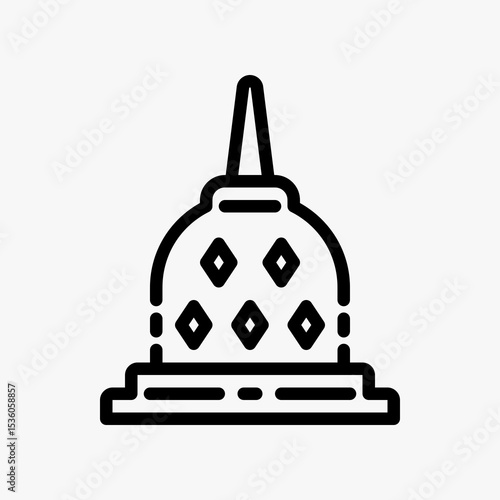 Design Illustration graphic of Borobudur temple icon with line style. Suitable for historical presentation, UI, mobile design, web design, etc.