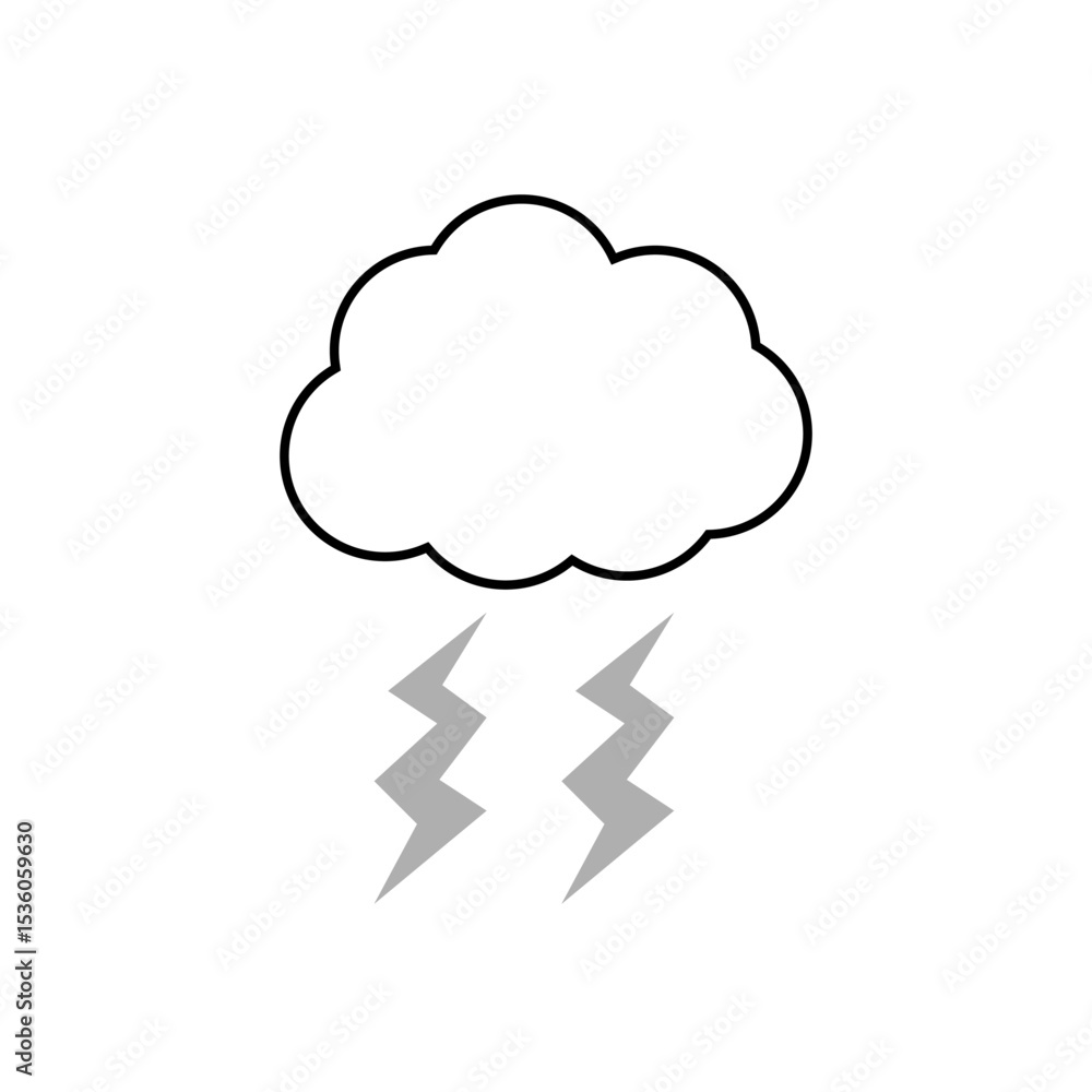 雲と雷のシンプルなアイコン 雲と雷のシンプルなアイコン