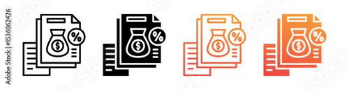 Taxation Multi Style Icon Set Vector 