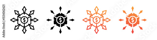 Income Distribution Multi Style Icon Set Vector 