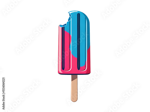 Pink and Blue Popsicle with Melted Drip Isolated