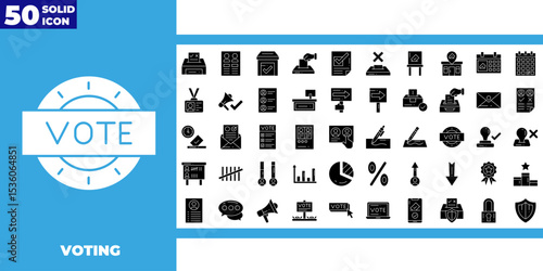 glyph icon collection. Vote, election, democracy, poll, ballot, voting, infographic, website, line, candidate, politics, isolated on white background vector