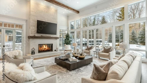 Modern, spacious living room with stunning views