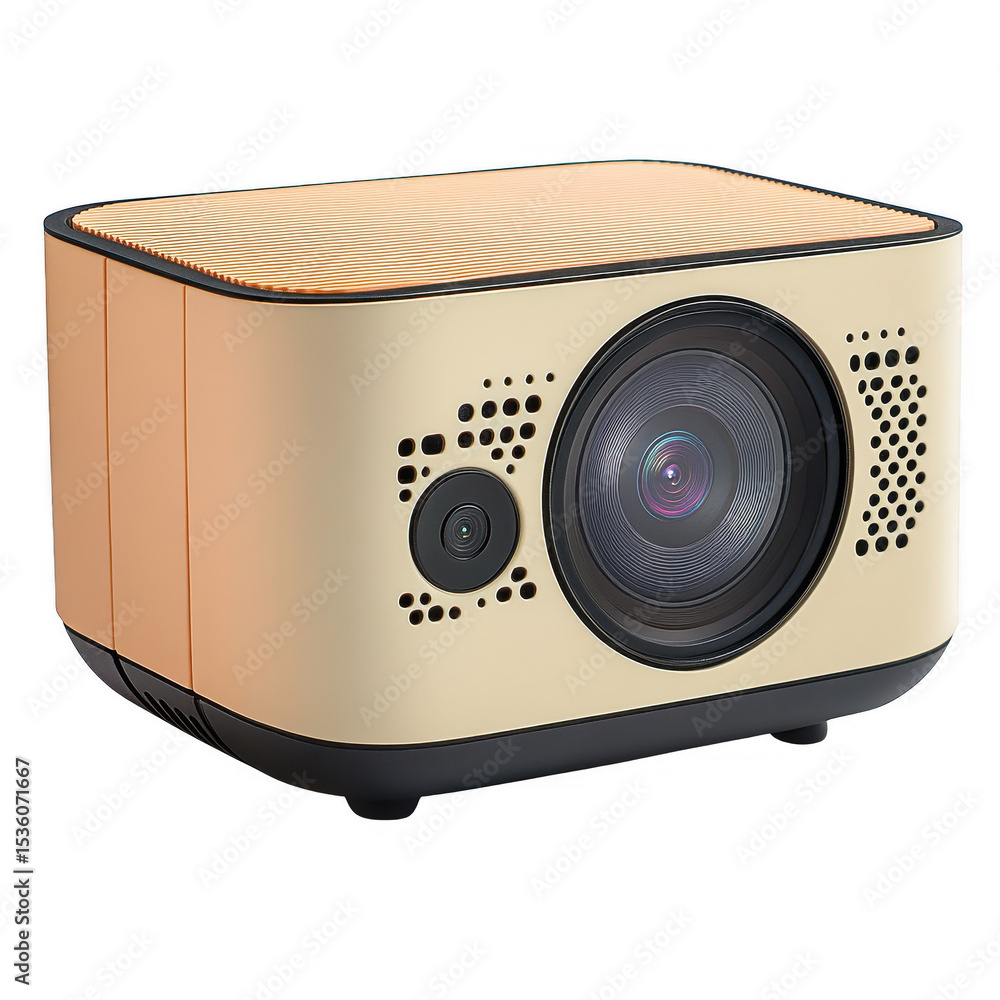 Fototapeta premium Portable projector for home theater entertainment hd led projector video projector mini projector device on transparent background