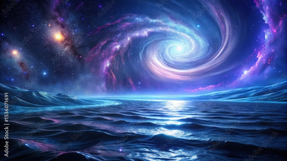 custom made wallpaper toronto digitalSerene Ocean Meets Cosmic Spiral A Fantasy Landscape of Starry Night and Gentle Waves