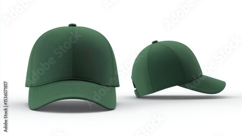 Green baseball cap displayed from multiple angles on a white background.
