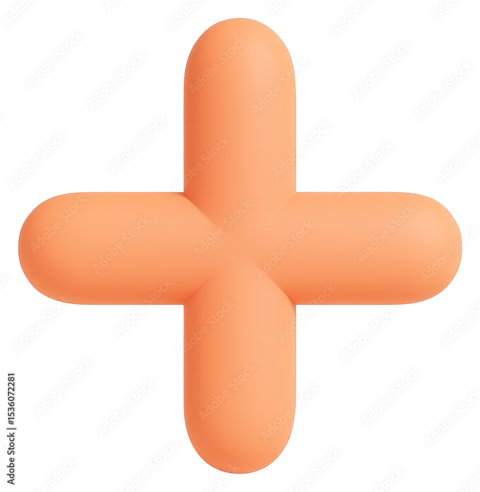 Obraz premium Three Dimensional Orange Plus Sign on Transparent Background