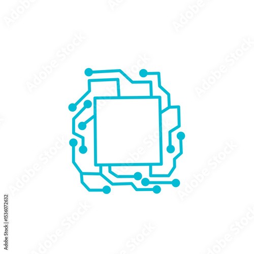 futuristic circuit digital frame icon