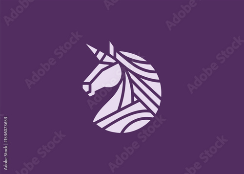 Geometric unicorn logo for fantasy, futuristic, or unique branding.