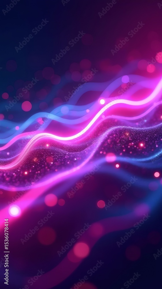 Abstract Pink Blue Glowing Waves, Futuristic Technology Background, Vibrant Particle Flow Abstract Pink Blue Glowing Waves, Futuristic Technology Background, Vibrant Particle Flow