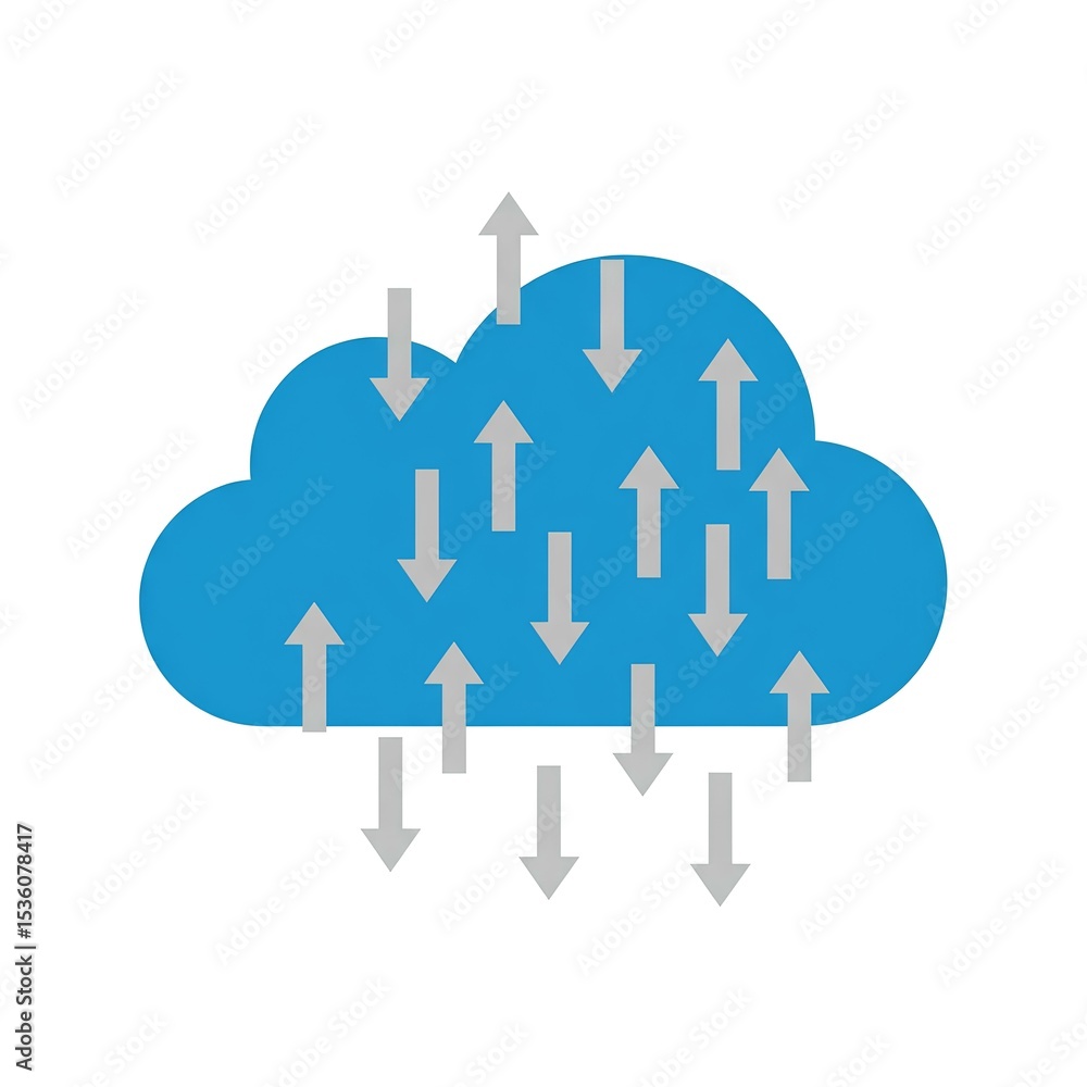 Fototapeta premium Cloud Computing Data Transfer Uploads Downloads Icon Network Technology