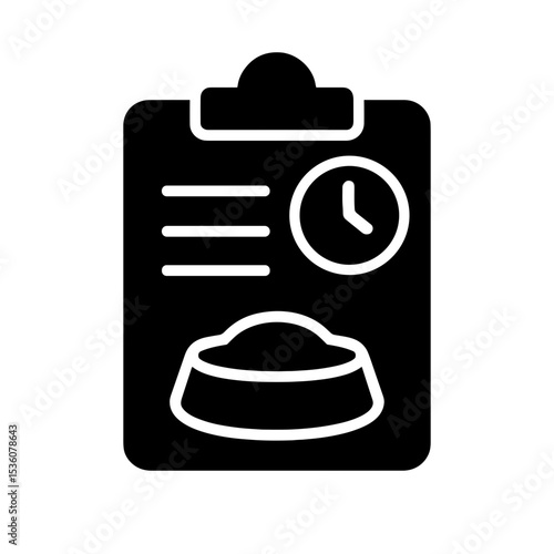 Feeding schedule clipboard – represents pet meal planning, solid icon