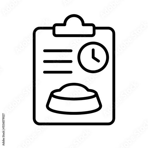 Feeding schedule clipboard – represents pet meal planning, outline icon
