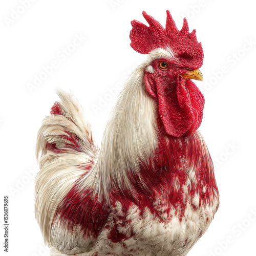 Beautiful Rooster Red White Photo PNG Transparent