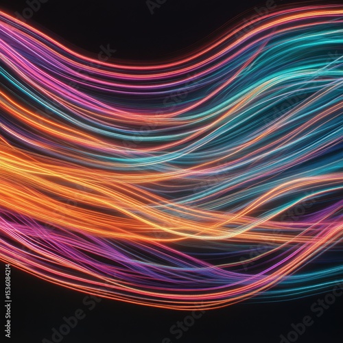 Wallpaper Mural Vibrant Light Trails in Abstract Colorful Wave Patterns at Night Torontodigital.ca