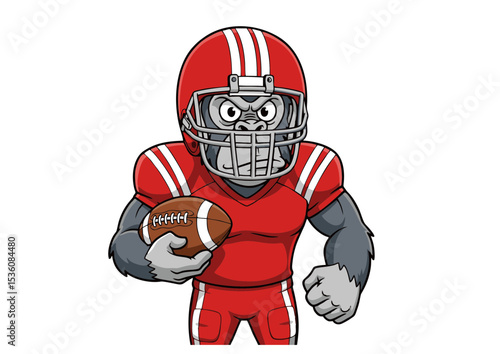 Powerful Gorilla Football Player Cartoon Mascot Illustration