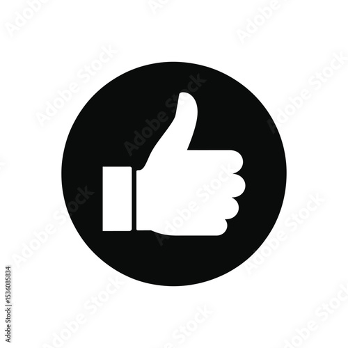 Thumbs Up Icon: Minimalist Black and White Symbol of Approval and Like