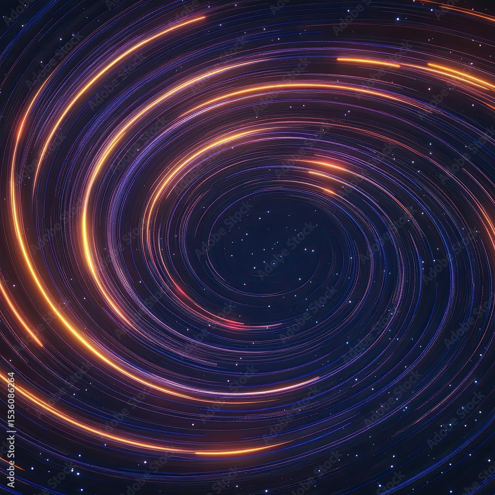 Abstract swirling light trails in deep space background at night Abstract swirling light trails in deep space background at night