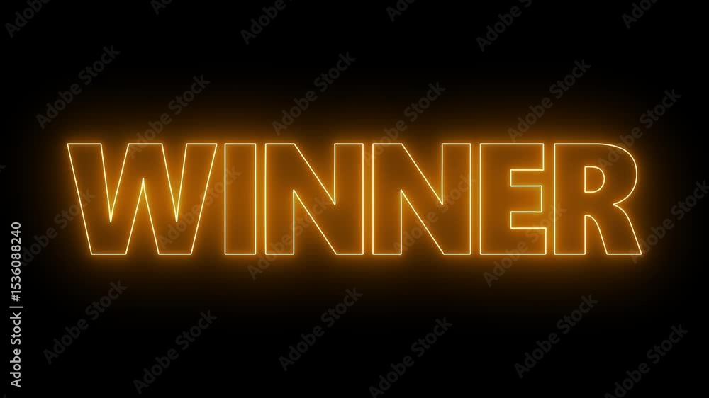 Animated glowing flickering neon inscription winner. neon winner text animation