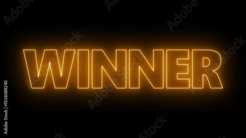 Animated glowing flickering neon inscription winner. neon winner text animation