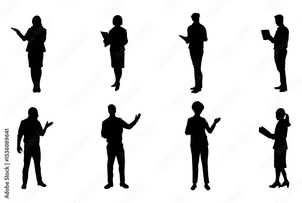 Obraz premium Teacher silhouette vector set on white background