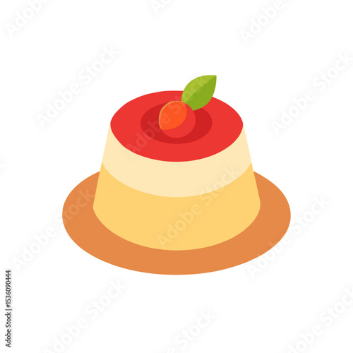 panna cotta on white background  