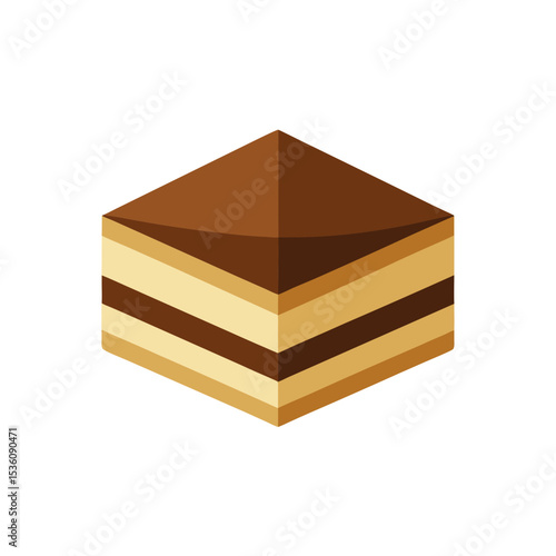 tiramisu slice on white background  