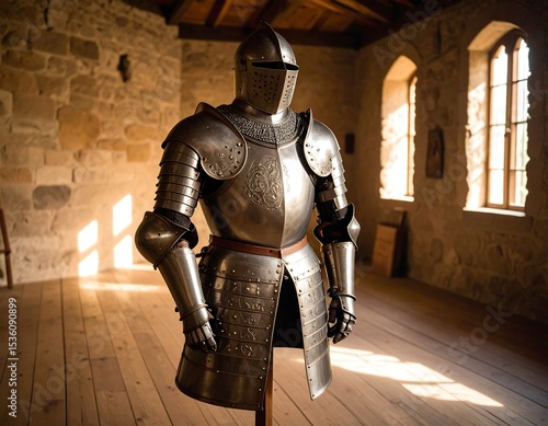 Medieval armor in a historic room