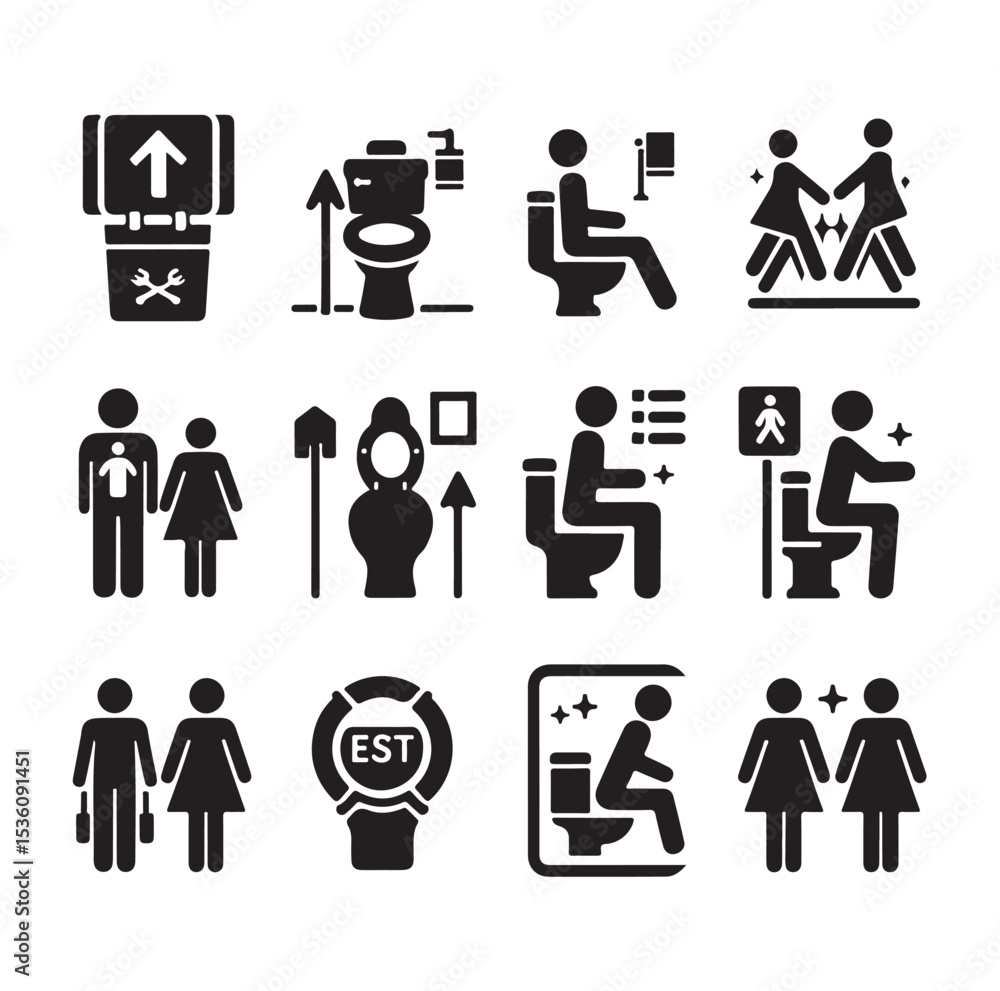set toilet sign symbol icon bathroom outline sig Restrooms for men and women, vecto set toilet sign symbol icon bathroom outline sig Restrooms for men and women, vecto