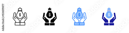 Salary Multiple Style Icon Set Vector 