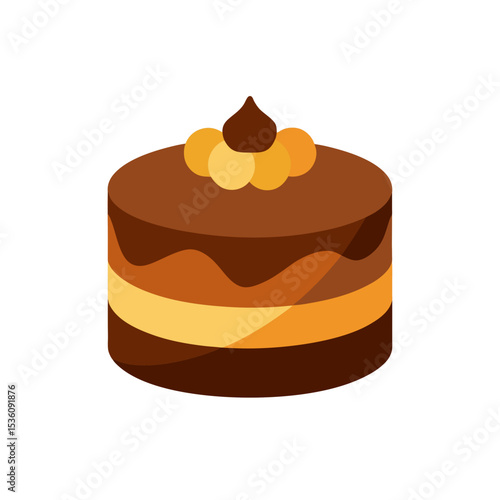chocolate mousse cake on white background  