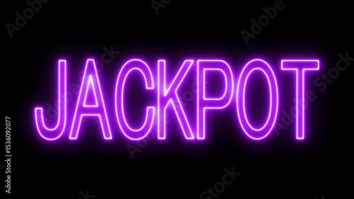 Animated glowing flickering neon inscription jackpot. neon jackpot text animation