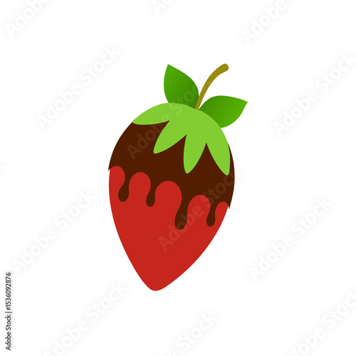 strawberry dipped in chocolate on white 