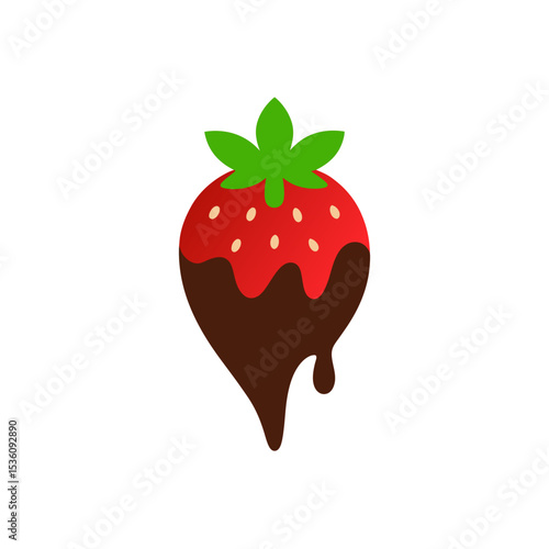 strawberry dipped in chocolate on white 