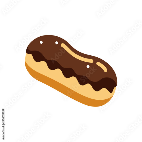 chocolate eclair on white background