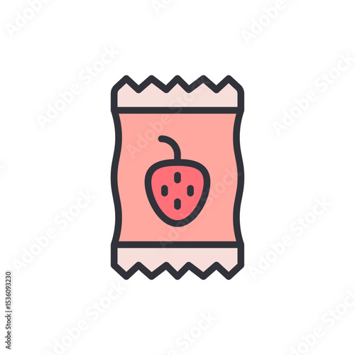 Strawberry Flavored Treat In A Wrapper With Transparent Background