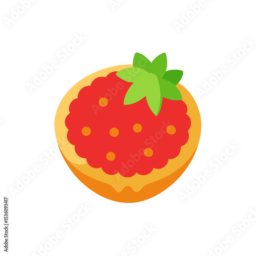 strawberry tart on white background  