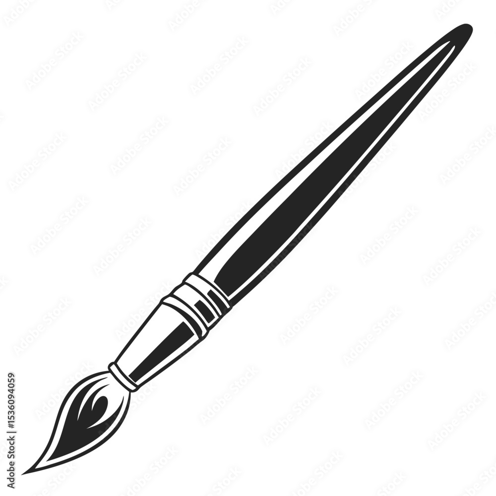 Naklejka premium Vintage Paintbrush Vector Illustration A Classic Black and White Design Perfect for Artistic Projects, Logos, and More