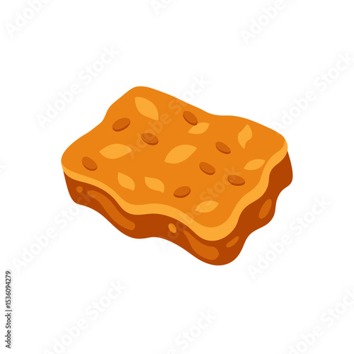 peanut brittle slab on white background 