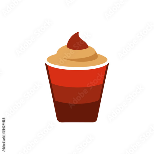 tiramisu cup on white background 