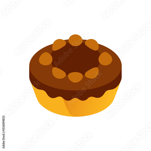 mini chocolate tart on white background 