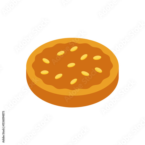 almond tart on white background 