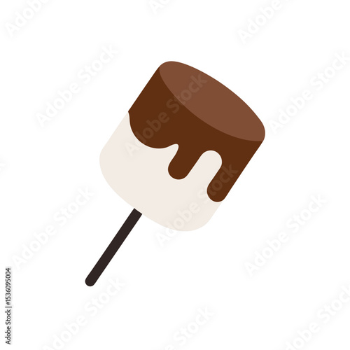 marshmallow dipped in chocolate on white 