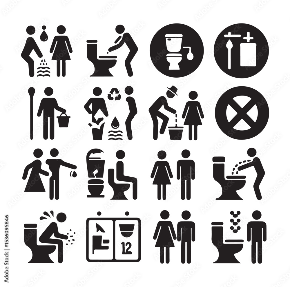 set toilet sign symbol icon bathroom outline sig Restrooms for men and women, vecto set toilet sign symbol icon bathroom outline sig Restrooms for men and women, vecto