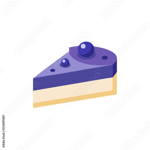blueberry cheesecake on white background