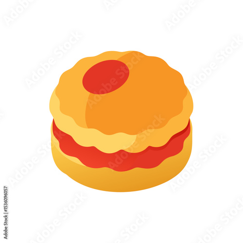 buttermilk biscuit with jam on white 