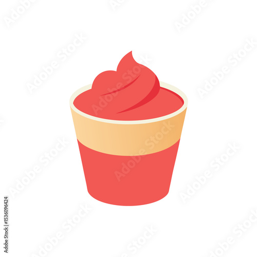 strawberry mousse in cup on white background .svg