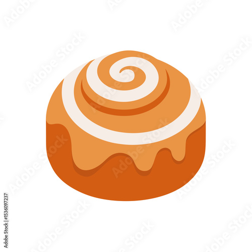 cinnamon roll with icing on white background .svg