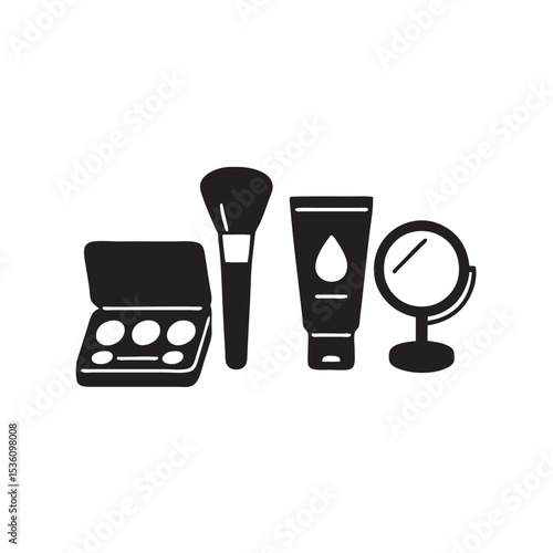 set of make up tools vector icon